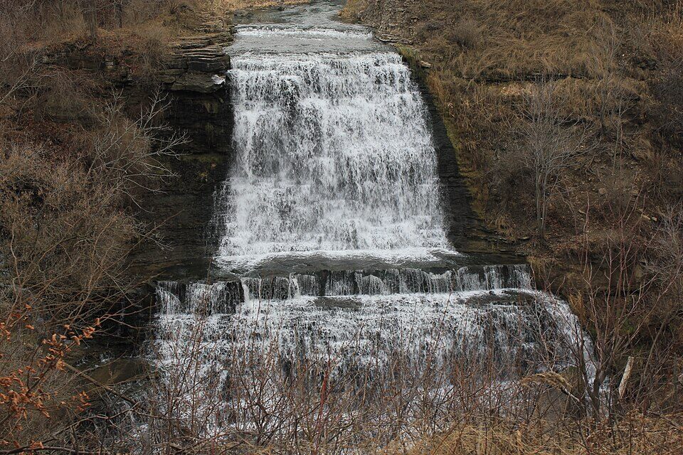 Albion Falls, a wide tiered cascade on Hamilton's east Mountain