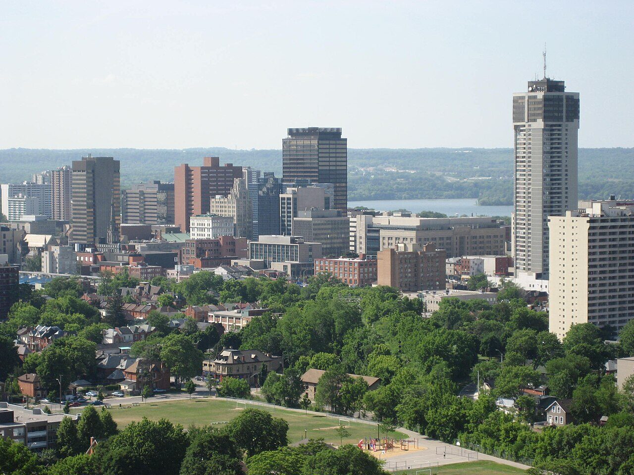 The downtown Hamilton skyline and harbour, seen from the Niagara Escarpment