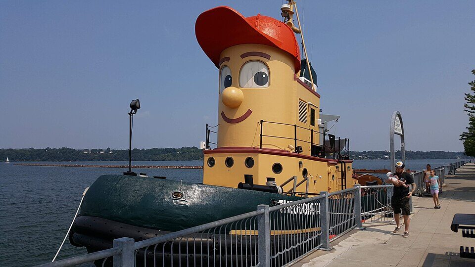 Theodore Too, the tugboat with a face, docked at Pier 8 on the Hamilton waterfront